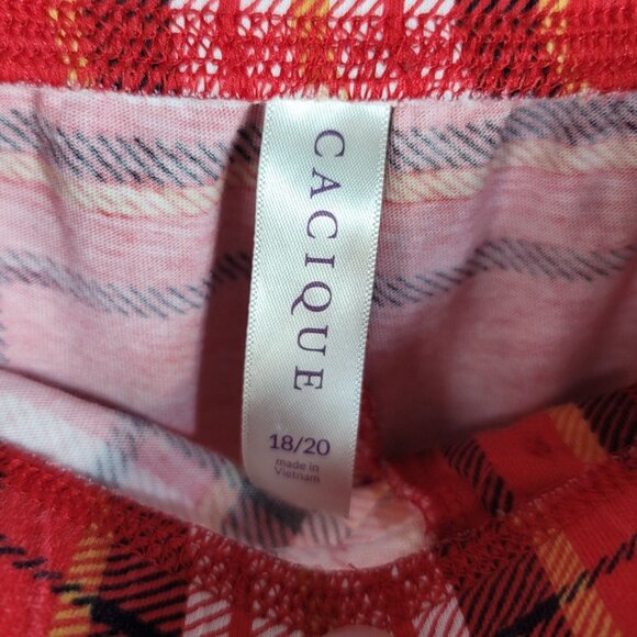 Cacique Plaid Pajamas Red Black SZ 18 20 2 PCS Pants Pullover Long Sleeve Henley - Picture 12 of 12